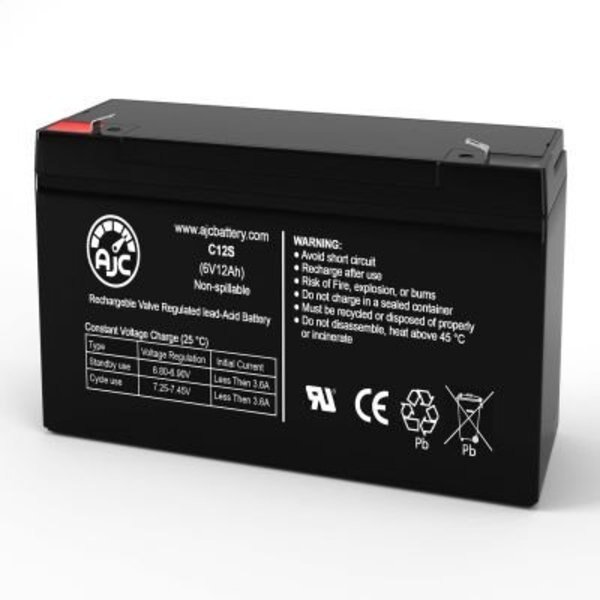 AJC Emergi-Lite 12M6-G Emergency Light Replacement Battery 12Ah, 6V, F1, Battery Clerk, Mfr#: AJC-C12S-V-4-186951